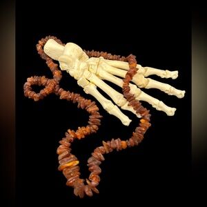 Vintage Raw Amber Granulated Chunk Necklace 30”